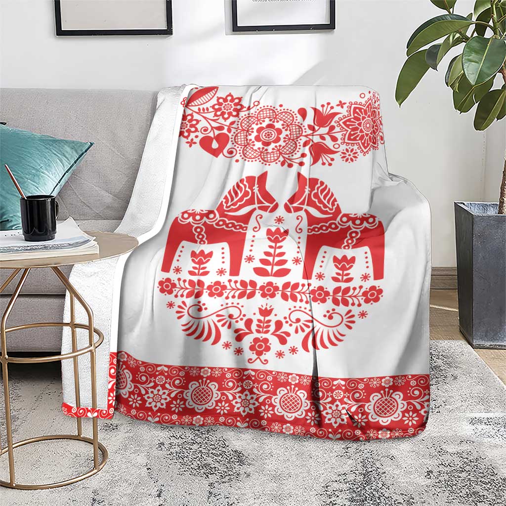Sweden Daleclarian Horse Blanket Floral Folk Pattern White Version