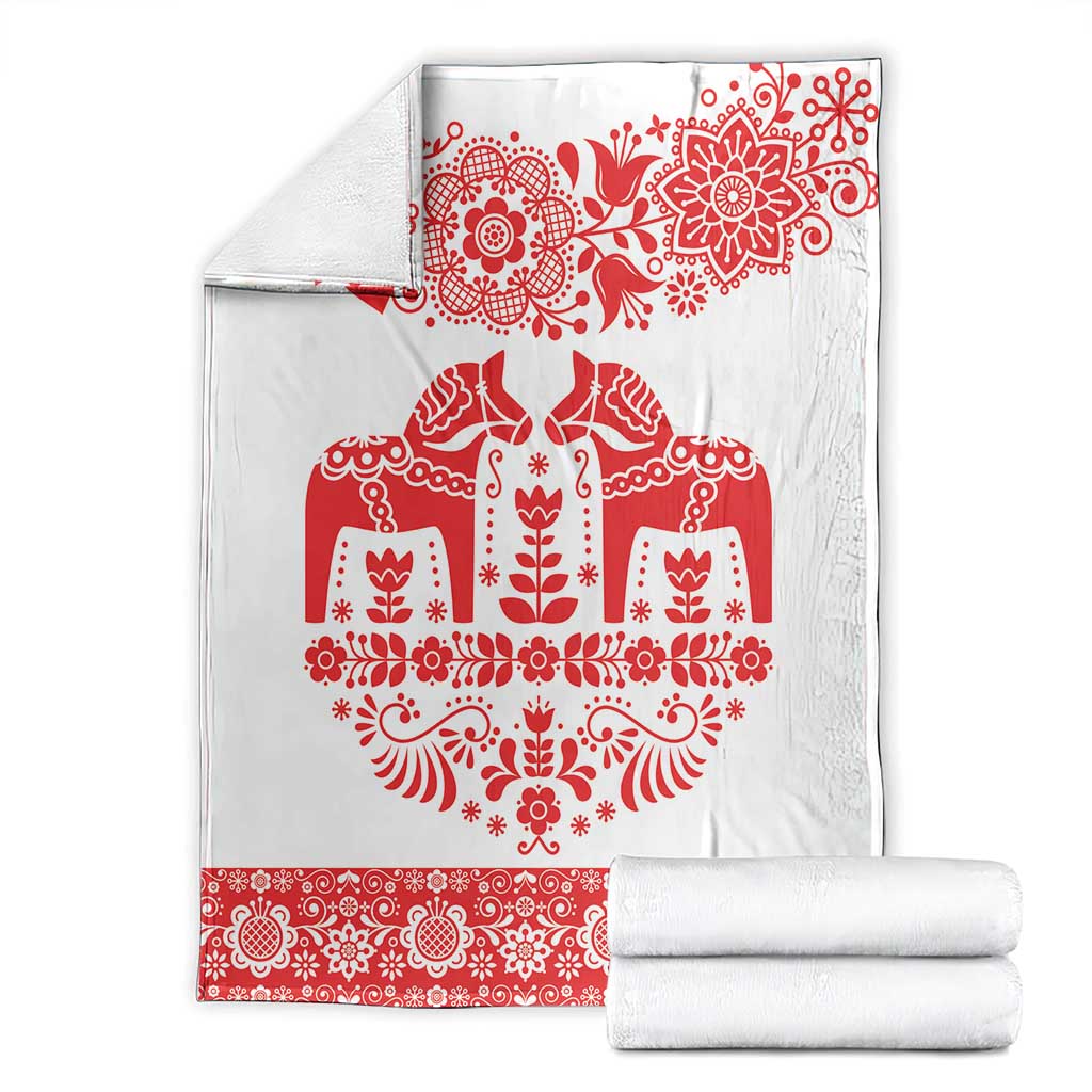 Sweden Daleclarian Horse Blanket Floral Folk Pattern White Version