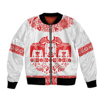 Sweden Daleclarian Horse Bomber Jacket Floral Folk Pattern White Version