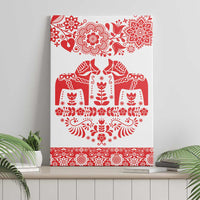 Sweden Daleclarian Horse Canvas Wall Art Floral Folk Pattern White Version