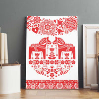Sweden Daleclarian Horse Canvas Wall Art Floral Folk Pattern White Version