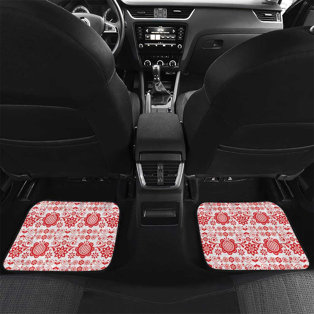 Sweden Daleclarian Horse Car Mats Floral Folk Pattern White Version
