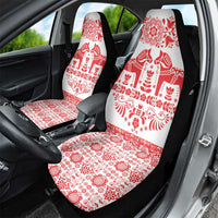 Sweden Daleclarian Horse Car Seat Cover Floral Folk Pattern White Version