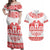Sweden Daleclarian Horse Couples Matching Off Shoulder Maxi Dress and Hawaiian Shirt Floral Folk Pattern White Version
