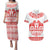 Sweden Daleclarian Horse Couples Matching Puletasi and Hawaiian Shirt Floral Folk Pattern White Version