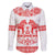 Sweden Daleclarian Horse Family Matching Off The Shoulder Long Sleeve Dress and Hawaiian Shirt Floral Folk Pattern White Version