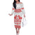 Sweden Daleclarian Horse Family Matching Off The Shoulder Long Sleeve Dress and Hawaiian Shirt Floral Folk Pattern White Version