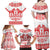 Sweden Daleclarian Horse Family Matching Off Shoulder Maxi Dress and Hawaiian Shirt Floral Folk Pattern White Version
