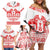 Sweden Daleclarian Horse Family Matching Off Shoulder Short Dress and Hawaiian Shirt Floral Folk Pattern White Version
