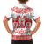 Sweden Daleclarian Horse Family Matching Puletasi and Hawaiian Shirt Floral Folk Pattern White Version