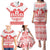 Sweden Daleclarian Horse Family Matching Puletasi and Hawaiian Shirt Floral Folk Pattern White Version