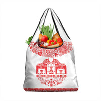 Sweden Daleclarian Horse Grocery Bag Floral Folk Pattern White Version