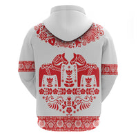 Sweden Daleclarian Horse Hoodie Floral Folk Pattern White Version