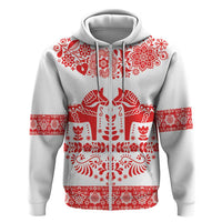 Sweden Daleclarian Horse Hoodie Floral Folk Pattern White Version