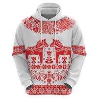 Sweden Daleclarian Horse Hoodie Floral Folk Pattern White Version
