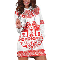 Sweden Daleclarian Horse Hoodie Dress Floral Folk Pattern White Version