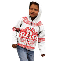 Sweden Daleclarian Horse Kid Hoodie Floral Folk Pattern White Version