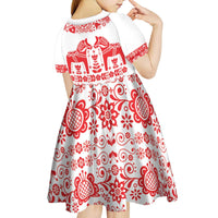 Sweden Daleclarian Horse Kid Short Sleeve Dress Floral Folk Pattern White Version