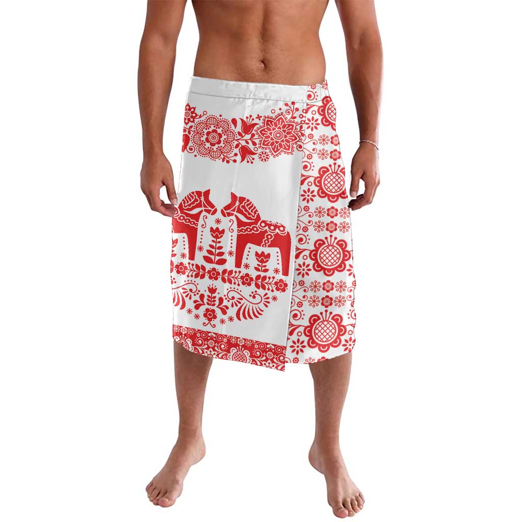 Sweden Daleclarian Horse Lavalava Floral Folk Pattern White Version