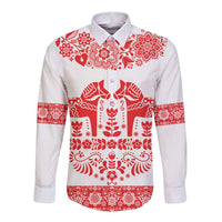 Sweden Daleclarian Horse Long Sleeve Button Shirt Floral Folk Pattern White Version