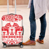 Sweden Daleclarian Horse Luggage Cover Floral Folk Pattern White Version