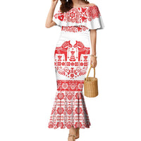 Sweden Daleclarian Horse Mermaid Dress Floral Folk Pattern White Version