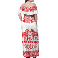 Sweden Daleclarian Horse Off Shoulder Maxi Dress Floral Folk Pattern White Version