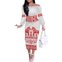 Sweden Daleclarian Horse Off The Shoulder Long Sleeve Dress Floral Folk Pattern White Version