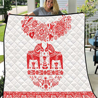 Sweden Daleclarian Horse Quilt Floral Folk Pattern White Version