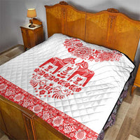 Sweden Daleclarian Horse Quilt Floral Folk Pattern White Version