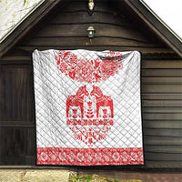 Sweden Daleclarian Horse Quilt Floral Folk Pattern White Version