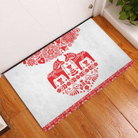Sweden Daleclarian Horse Rubber Doormat Floral Folk Pattern White Version