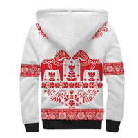Sweden Daleclarian Horse Sherpa Hoodie Floral Folk Pattern White Version