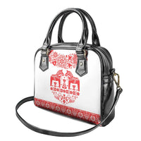 Sweden Daleclarian Horse Shoulder Handbag Floral Folk Pattern White Version