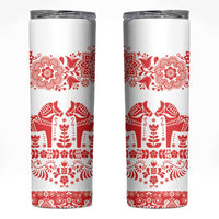 Sweden Daleclarian Horse Skinny Tumbler Floral Folk Pattern White Version