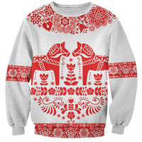 Sweden Daleclarian Horse Sweatshirt Floral Folk Pattern White Version