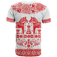 Sweden Daleclarian Horse T Shirt Floral Folk Pattern White Version