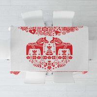 Sweden Daleclarian Horse Tablecloth Floral Folk Pattern White Version