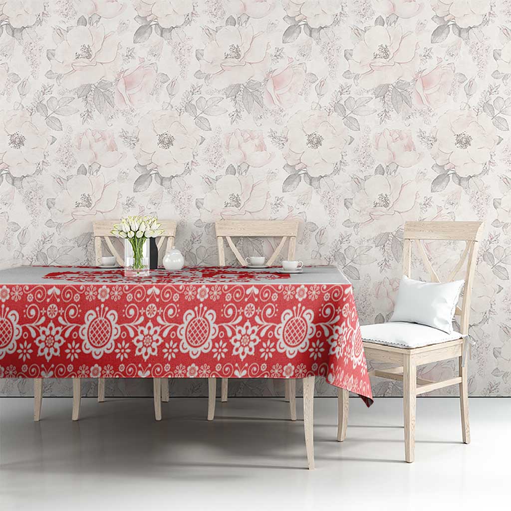 Sweden Daleclarian Horse Tablecloth Floral Folk Pattern White Version