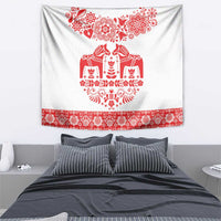 Sweden Daleclarian Horse Tapestry Floral Folk Pattern White Version