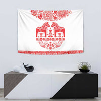 Sweden Daleclarian Horse Tapestry Floral Folk Pattern White Version