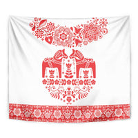 Sweden Daleclarian Horse Tapestry Floral Folk Pattern White Version