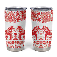 Sweden Daleclarian Horse Tumbler Cup Floral Folk Pattern White Version