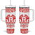 Sweden Daleclarian Horse Tumbler With Handle Floral Folk Pattern White Version