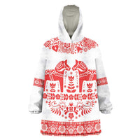 Sweden Daleclarian Horse Wearable Blanket Hoodie Floral Folk Pattern White Version