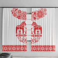 Sweden Daleclarian Horse Window Curtain Floral Folk Pattern White Version
