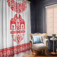 Sweden Daleclarian Horse Window Curtain Floral Folk Pattern White Version