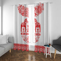 Sweden Daleclarian Horse Window Curtain Floral Folk Pattern White Version