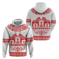 Sweden Daleclarian Horse Zip Hoodie Floral Folk Pattern White Version