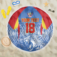 Custom DR Congo Football 2026 Beach Blanket Leopard Power Fan Style